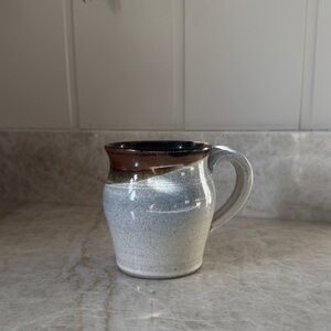 Studio Pottery Mug in Grey & Blue with Brown